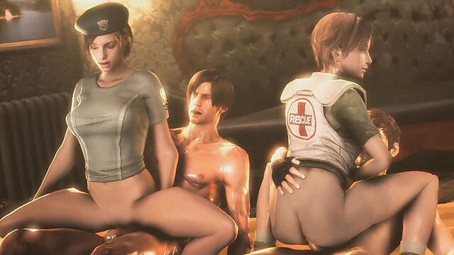 Jill Valentine Takes on Anal Gangbang and Threesome