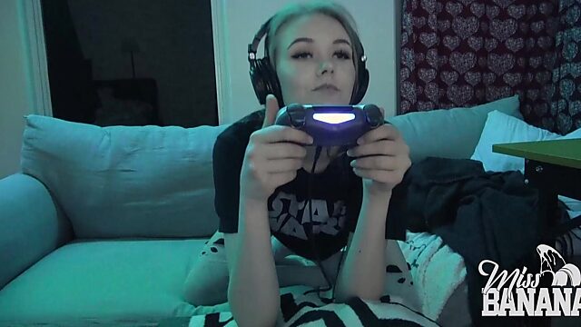 Euro Gamer Babe Facialized In Doggy Style Cumshot Session