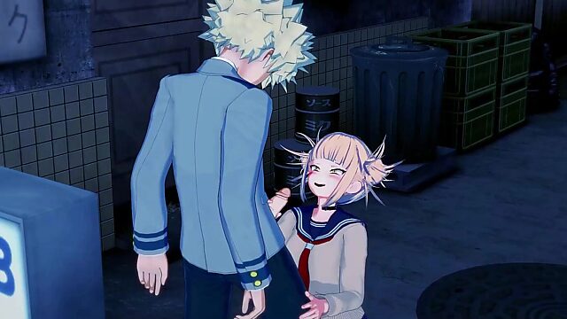 Bakugou dominates Toga with blowjob and creampie in alley - My Hero Academia Hentai