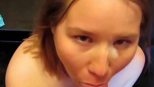 Big-cocked Amalia swallows and gets facialed in homemade blowjob compilation