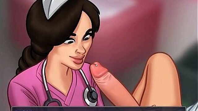 Nurse gives mature lady hot blowjob in sexy gameplay