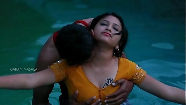 Sensual pool play with seductive Mamatha and her lover