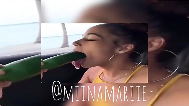 Amateur Slut Swallows Big Cucumber