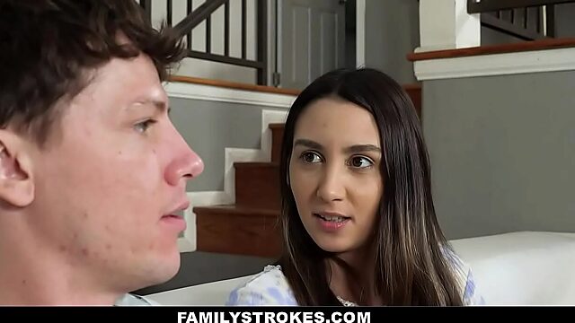 Petite stepdaughter gets pounded by hot stepdad while busty stepmom watches