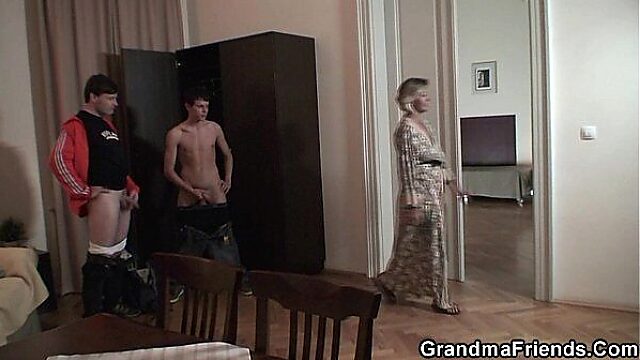 Granny Gets Double Teamed by Young Hung Studs