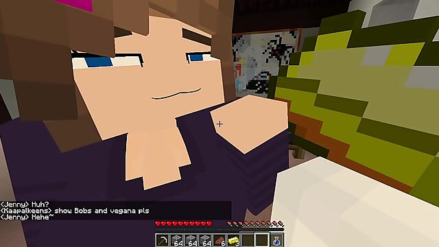 Late Night Minecraft Hookup: Jenny Comes Over for Some Fun