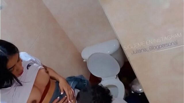 Amateur Couple Caught Fucking in School Bathroom, Fiery Cumshot in Her Mouth! 