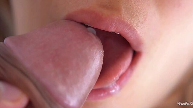 Sensual Lip Service: Closeup Cum in Mouth