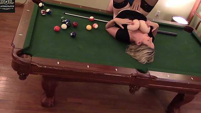 Pounded on the pool table: Busty MILF takes a rough ride