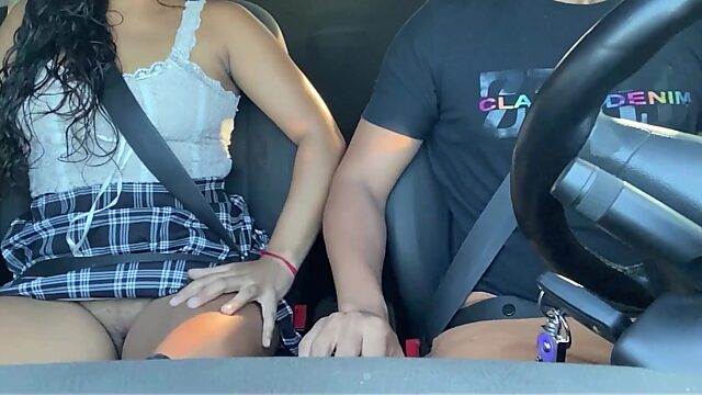 Uber driver gives in to horny pantyless passenger