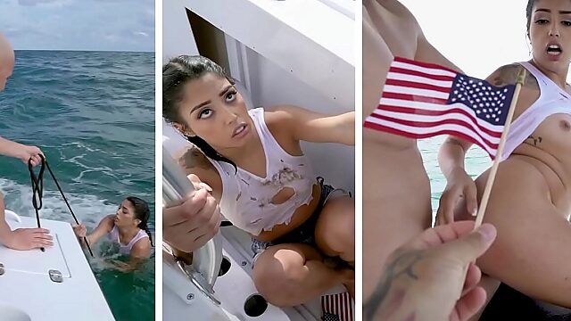 Latina hottie Vanessa Sky rescued from sea & slammed by Jmac's big cock!