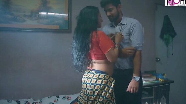 Horny Indian Bhabi Tempts Stepson to Banging Hard in Doggy Style Amateur Fuck Fest with Full Hindi Audio