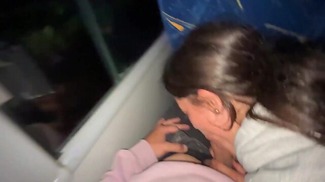 Slut Sucks Off Stranger on Bus, Gets Mouthful of Cum