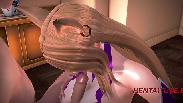 League Of Legends 3D Hentai: Ahri Jerks, Titty Fucks, Sucks & Gets Screwed