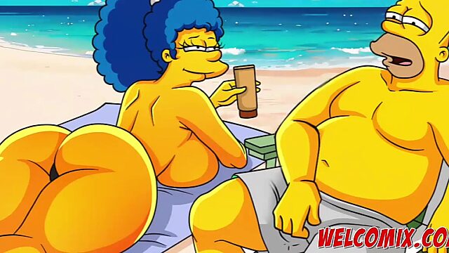 Banging Pussy on the Beach, Cheating While Hubby's Asleep - Simpsons Style