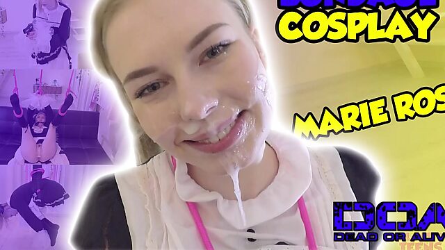 Blondes Baby Mimi Cica auf Spionagemission in Seilen gefickt
