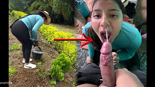 Von einem jungen kolumbianischen Landmädchen wie ein Nutztier gemolken
