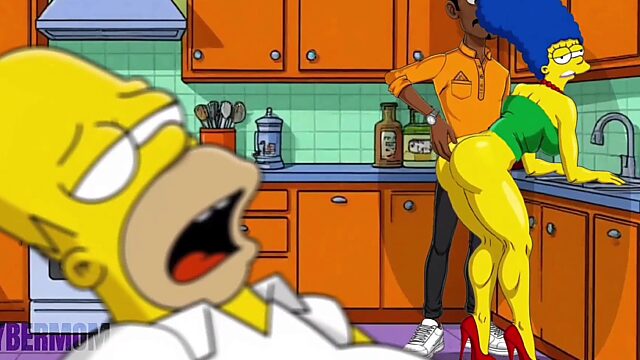 Der Ehemann sieht zu, wie seine Frau auf der Küchentheke einen Schwanz in den Arsch bekommt, während der betrogene Ehemann die Kamera hält.