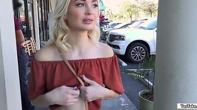 Teen Anastasia sucks and fucks in public POV