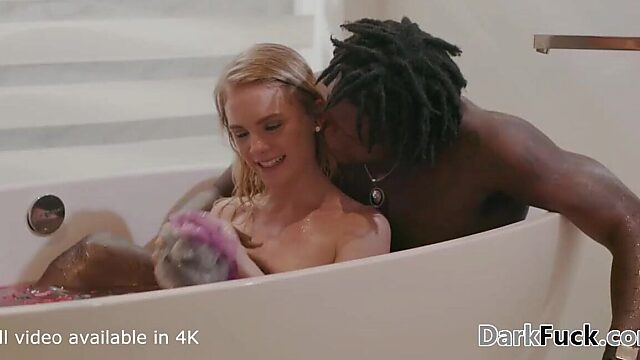 Natalie Knight gets drilled by a massive black cock in the bathtub