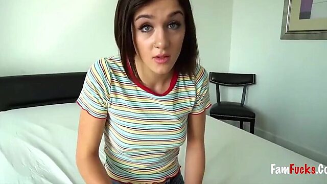 Petite 18yo fucks for cash with step-brother