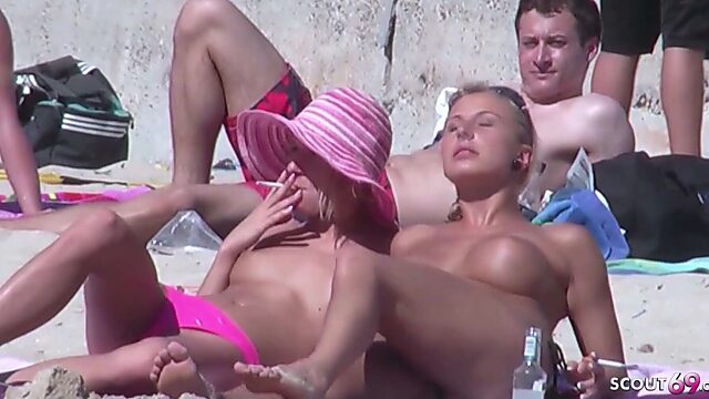 Lesbian Voyeur Spies on Real Germans Getting Naughty at the Ballerman 6 Beach