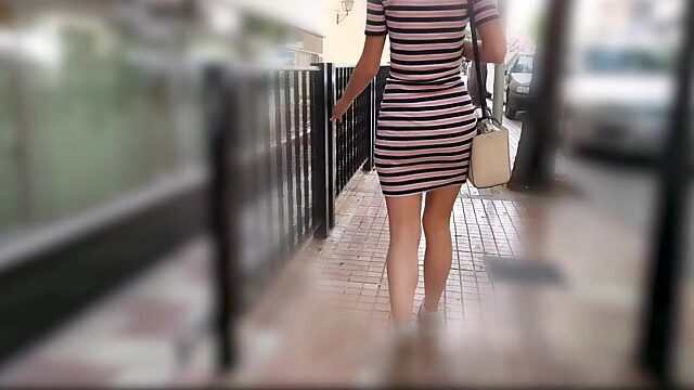 Sexy Wife Struts Her Ass In A Tight Dress For Voyeurs
