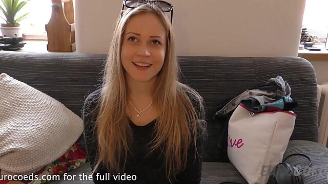 Euro petite blonde goes nude on casting couch